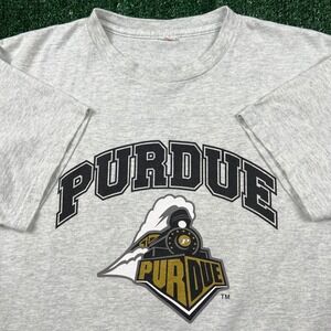 Vintage Purdue Boilmakers University T-Shirt Mens Medium Gray Spellout Logo 90s